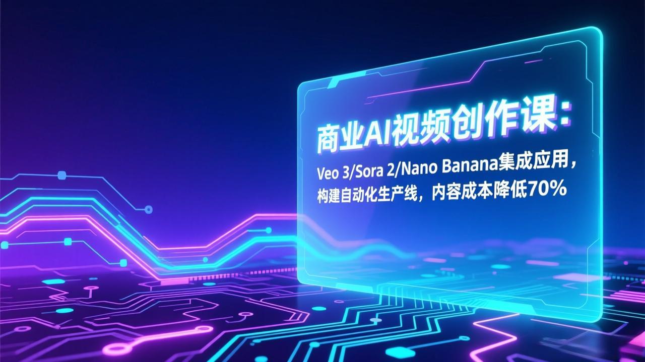 商业AI视频创作课：Veo 3/Sora 2/Nano Banana集成应用，构建自动化生产线，内容成本降低70%-网创风向标