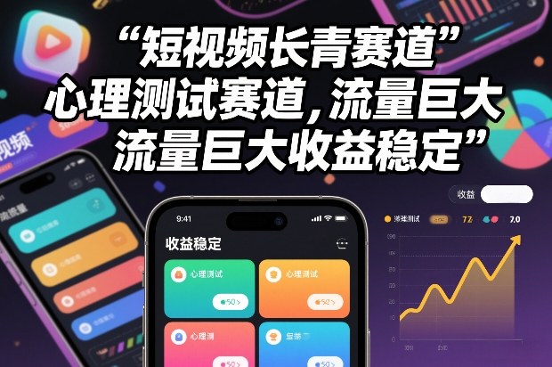 短视频长青赛道，心里测试赛道，流量巨大，收益稳定-网创风向标