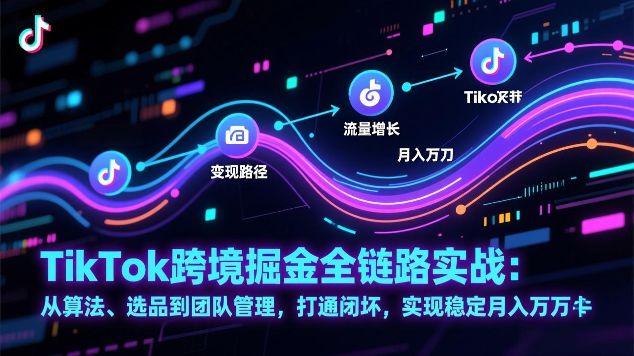 TikTok跨境掘金全链路实战:从算法、选品到团队管理,打通闭环,实现稳定月入万刀-网创风向标