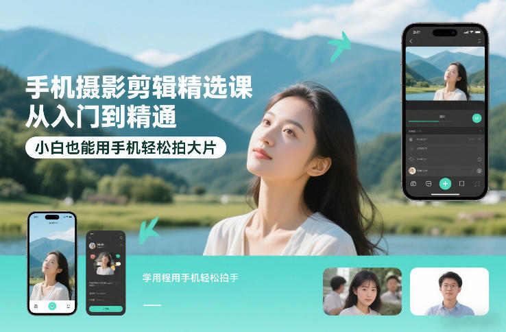 手机摄影剪辑精选课,从入门到精通,小白也能用手机轻松拍大片-网创风向标