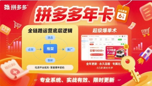 拼多多年卡,拼多多全链路运营底层逻辑,超级爆单术【更新12月】-网创风向标