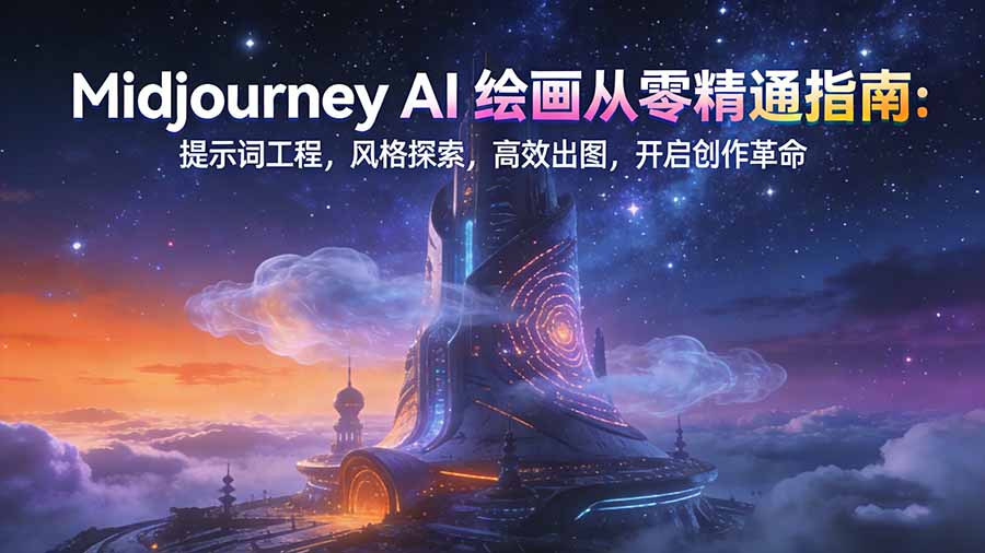 Midjourney AI绘画从零精通指南:提示词工程,风格探索,高效出图,开启创作革命-网创风向标