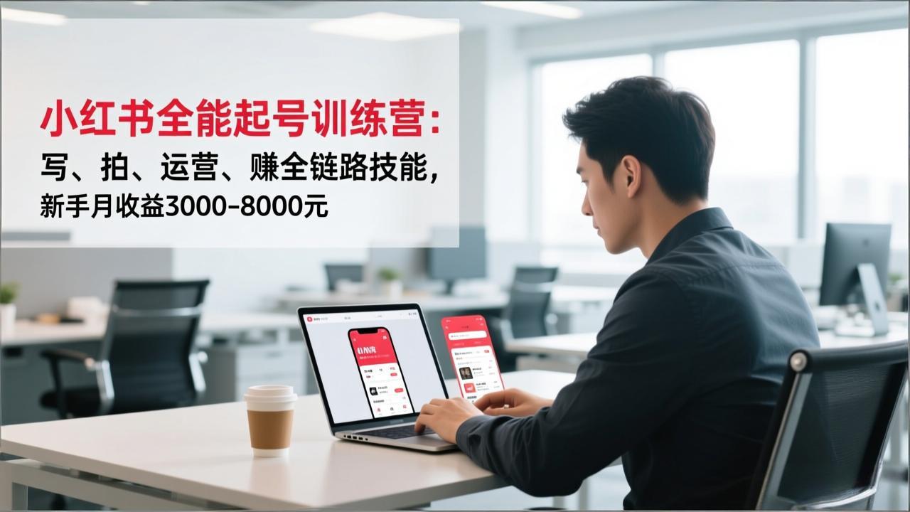 小红书全能起号训练营:写、拍、运营、赚全链路技能,新手月收益3000-8000元-网创风向标