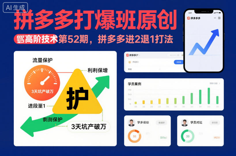 拼多多打爆班原创高阶技术第52期,拼多多进2退1打法-网创风向标