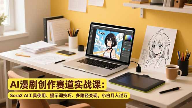 AI漫剧创作赛道实战课：Sora2 AI工具使用、提示词技巧、多路径变现，小白月入过万-网创风向标