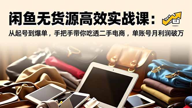 闲鱼无货源高效实战课：从起号到爆单，手把手带你吃透二手电商，单账号月利润破万-网创风向标