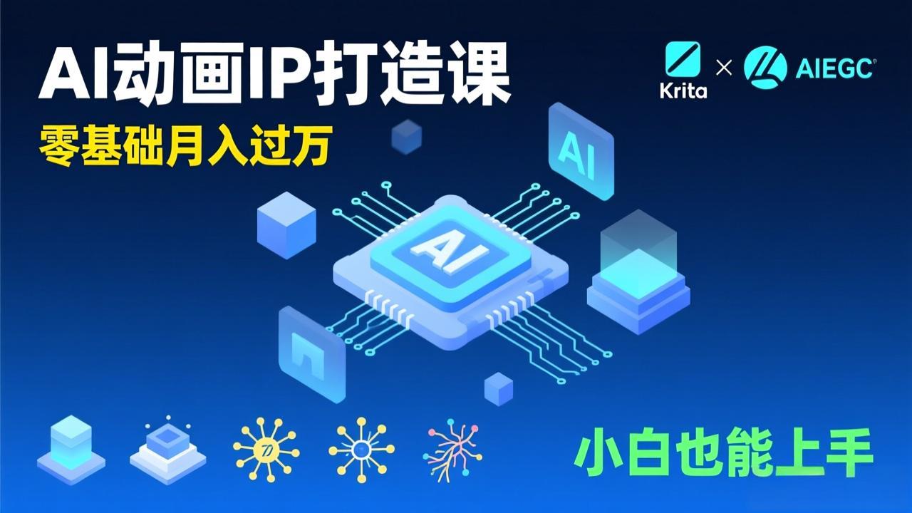 AI动画新手变现课,Krita+AIGC、模型训练、商单资源,零基础月入过万,小白也能上手-网创风向标