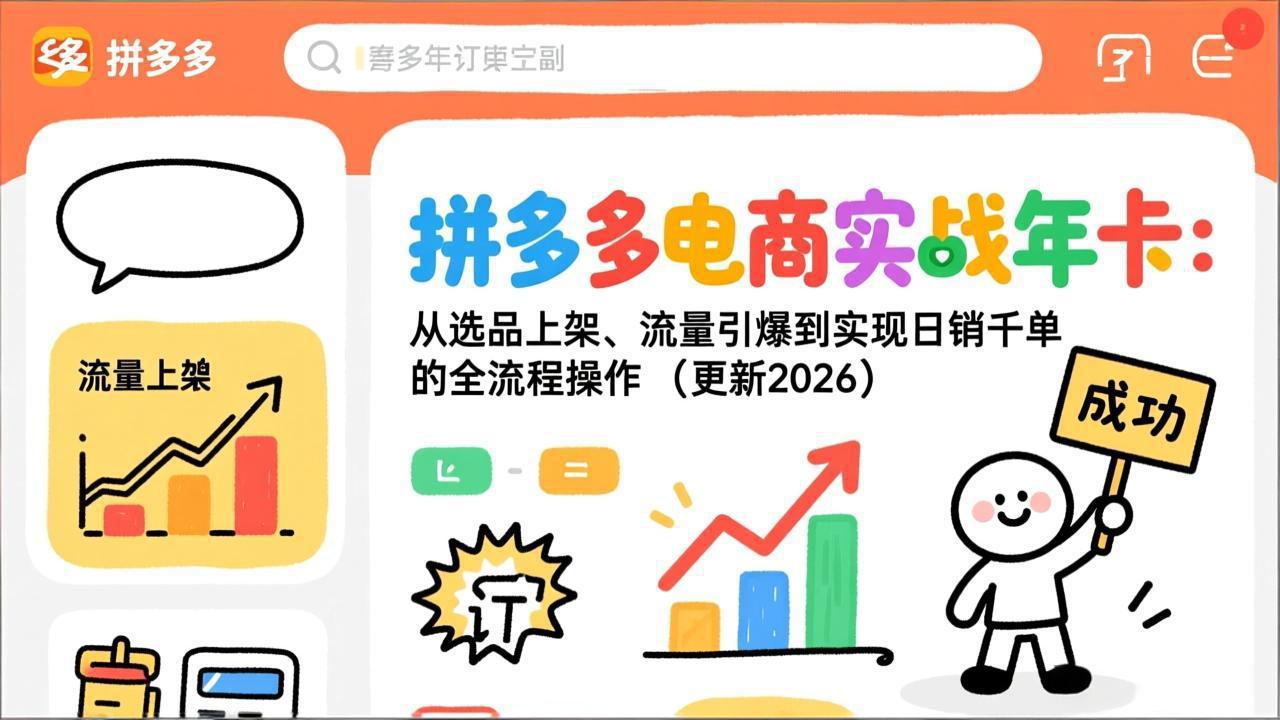 拼多多电商实战年卡：从选品上架、流量引爆到实现日销千单的全流程操作(更新2026-网创风向标