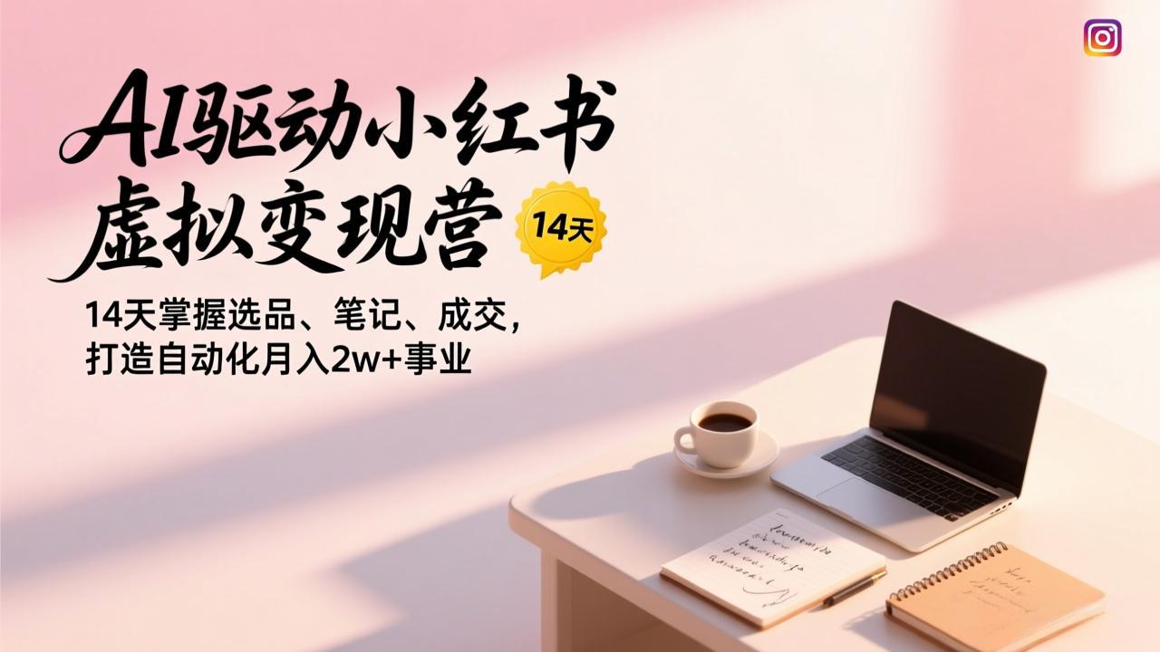 AI驱动小红书虚拟变现营，14天掌握选品、笔记、成交，打造自动化月入2w+事业-网创风向标