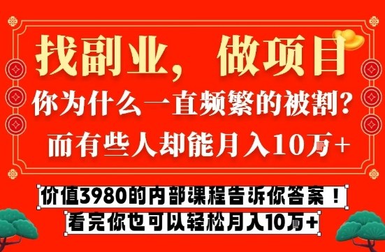 价值3980的网创内部课程，告诉你互联网创业月入10个W的秘密【揭秘】-网创风向标