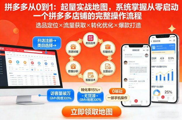 拼多多从0到1:起量实战地图,系统掌握从零启动一个拼多多店铺的完整操作流程-网创风向标