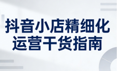 抖音小店精细化运营干货指南新版，助力商家系统提升店铺运营能力(更新)-网创风向标