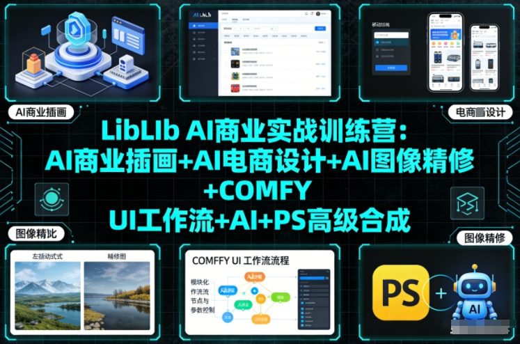 LibLIb AI商业实战训练营：AI商业插画+AI电商设计+AI图像精修+COMFY UI工作流+AI+PS高级合成-网创风向标