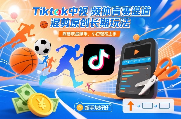 Tiktok中视频体育赛道混剪原创长期玩法,靠播放量賺米,小白轻松上手-网创风向标