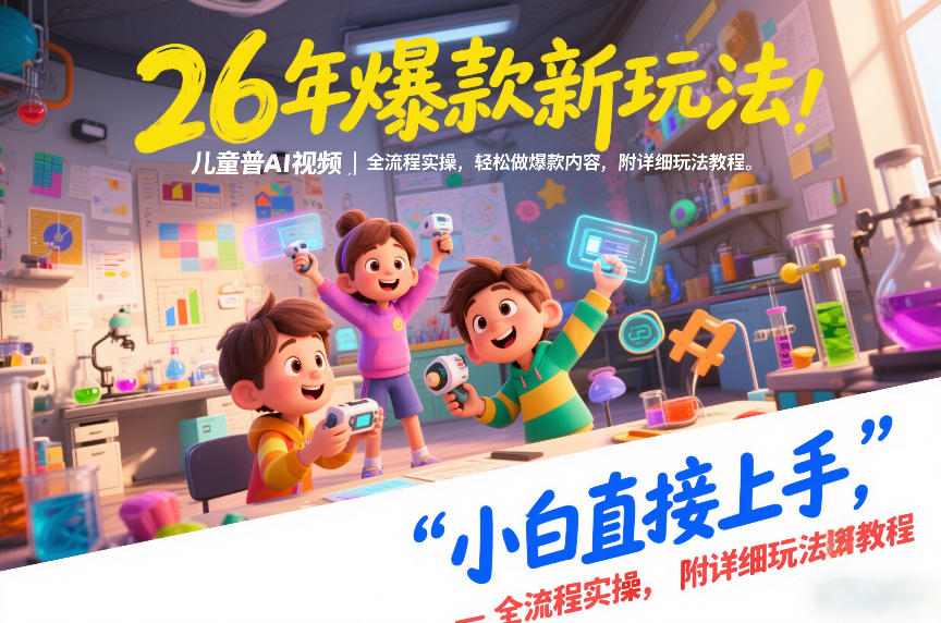 26年爆款新玩法,儿童科普AI视频,全流程实操,轻松做爆款内容,小白直接上手,附详细玩法教程-网创风向标