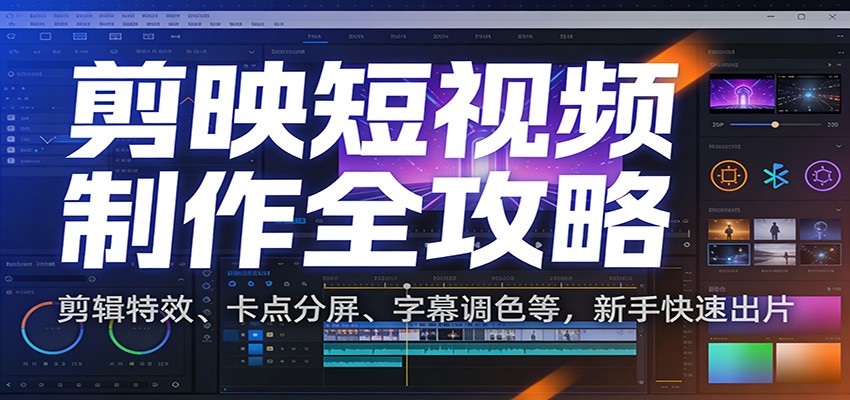 剪映短视频制作全攻略:剪辑特效、卡点分屏、字幕调色等,新手快速出片-网创风向标