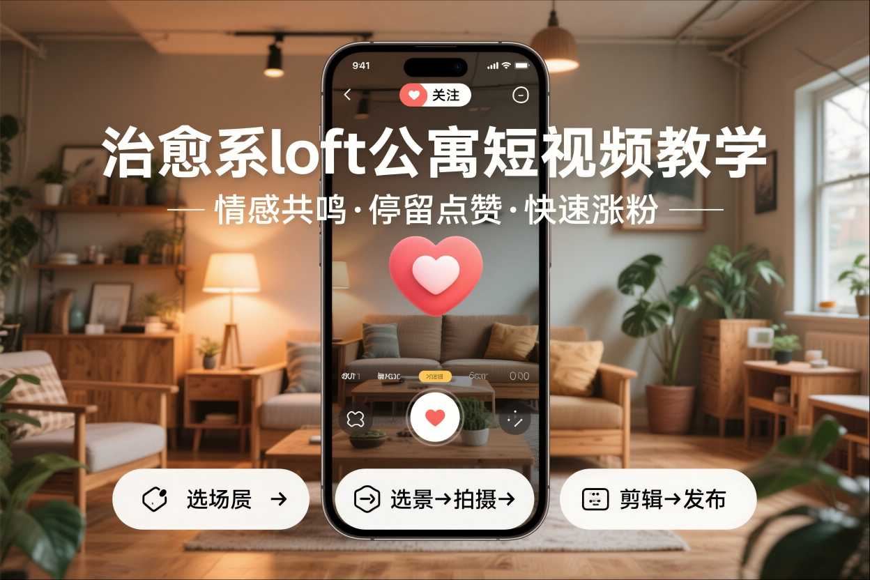 治愈系loft公寓短视频制作教学，情感共鸣引停留点赞关注，快速起号涨粉-网创风向标