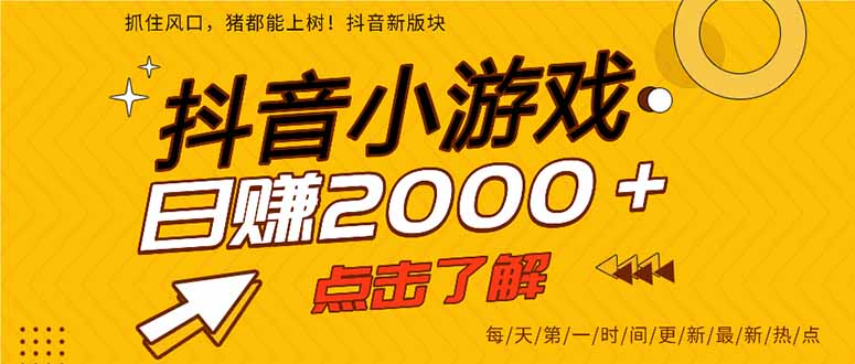 2025年爆火的抖音小游戏项目，一部手机日入2000+-网创风向标