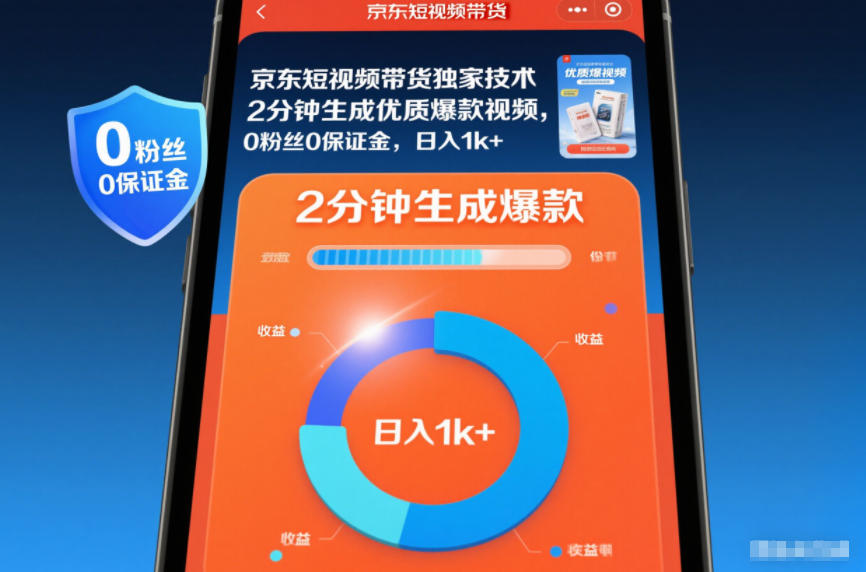 京东短视频带货独家技术,2分钟生成一条优质爆款视频,0粉丝0保证金,日入1k+【揭秘】-网创风向标