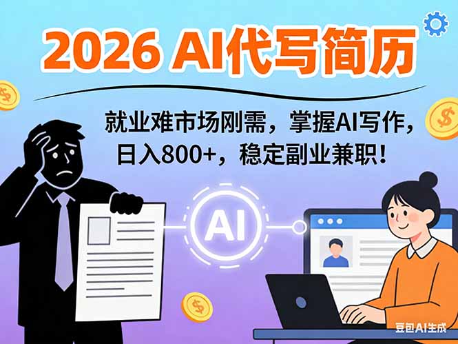 AI代写简历，超暴利，用万能模板月入1-3万实战教程，2026年市场刚需！-网创风向标