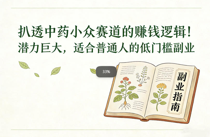 扒透中药小众赛道的賺米逻辑，潜力巨大，适合普通人的低门槛副业-网创风向标