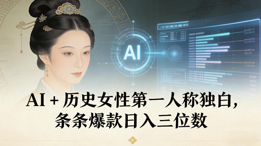 AI+历史女性第一人称独白，条条爆款日入三位数-网创风向标