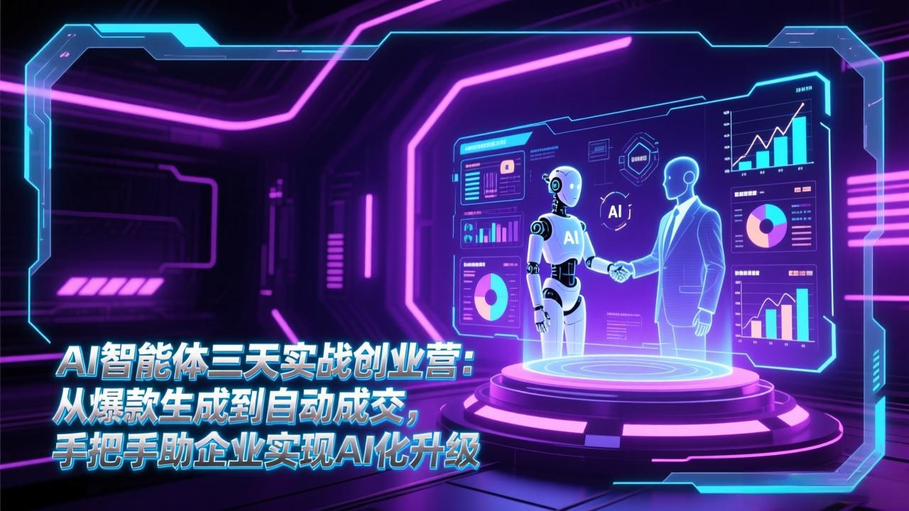 AI智能体三天实战创业营：从爆款生成到自动成交，手把手助企业实现AI化升级-网创风向标