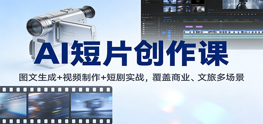 AI短片创作课:图文生成+ 视频制作+短剧实战,覆盖商业、 文旅多场景-网创风向标