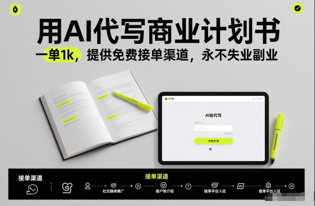 用AI代写商业计划书，一单1k，提供免费接单渠道，永不失业副业-网创风向标