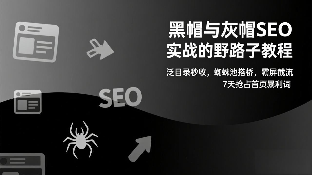 黑帽与灰帽SEO实战的野路子教程:泛目录秒收,蜘蛛池搭桥,霸屏截流,7天抢占首页暴利词-网创风向标