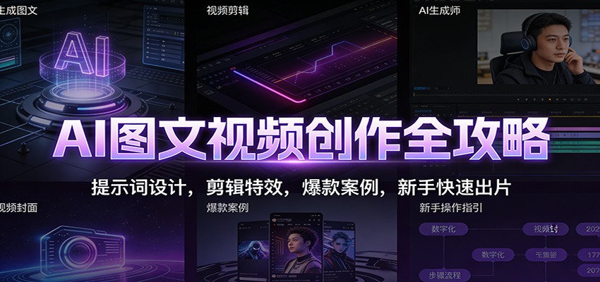AI图文视频创作全攻略：提示词设计，剪辑特效，爆款案例，新手快速出片-网创风向标