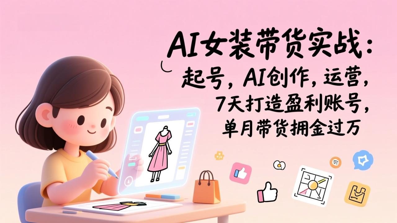 AI女装带货实战：起号，AI创作，运营，7天打造盈利账号，单月带货佣金过万-网创风向标
