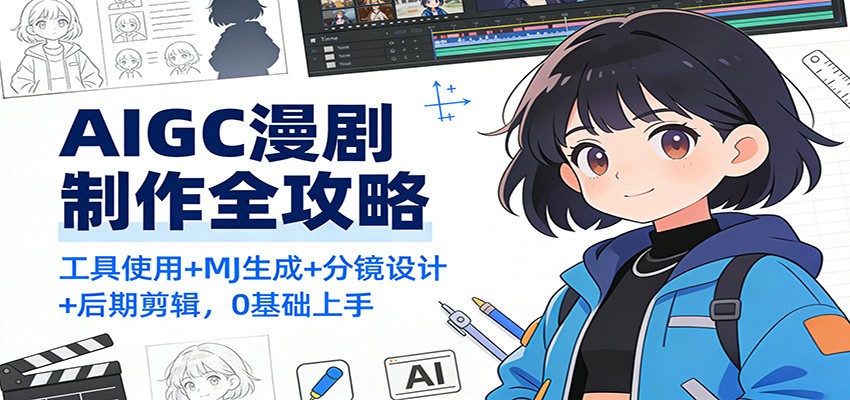 AIGC漫剧制作全攻略:工具使用+MJ生成+分镜设计+后期剪辑,0基础上手-网创风向标
