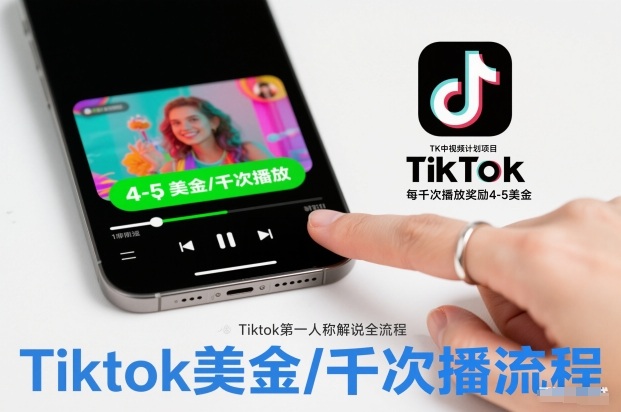 TK中视频计划项目,Tiktok第一人称解说流程,每干次播放奖励4-5美金-网创风向标