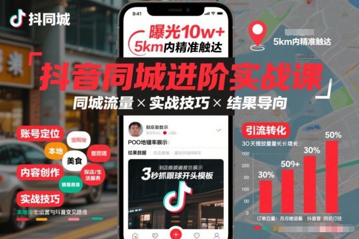 抖音同城进阶实战课，助你同城流量拿到结果-网创风向标