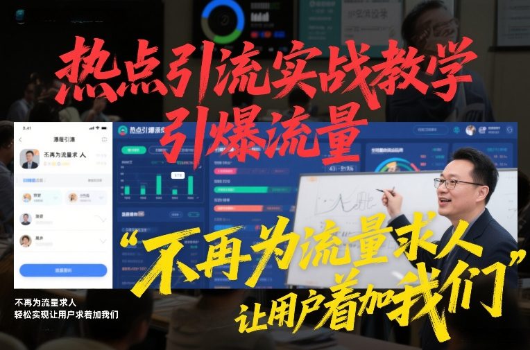 热点引流实战教学,引爆流量,不再为流量求人,轻松实现让用户求着加我们-网创风向标