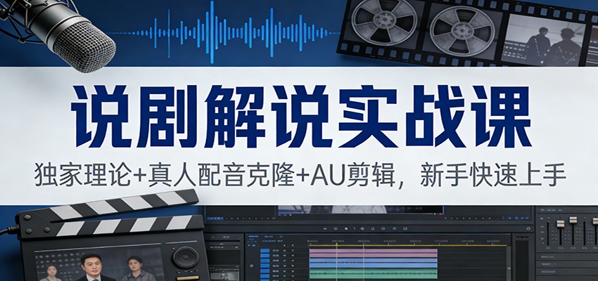说剧解说实战课:独家理论+真人配音克隆+AU剪辑,新手快速上手-网创风向标