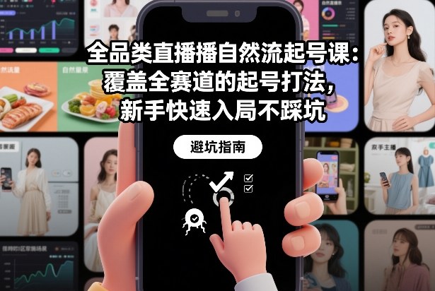 全品类直播自然流起号课：覆盖全赛道的起号打法，新手快速入局不踩坑-网创风向标