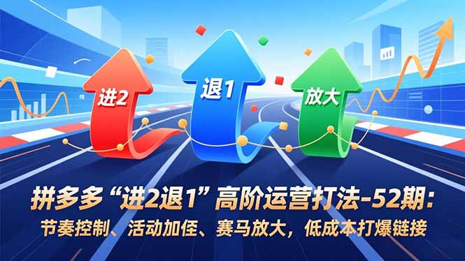 拼多多“进2退1”高阶运营打法-52期：节奏控制、活动加权、赛马放大，低成本打爆链接-网创风向标