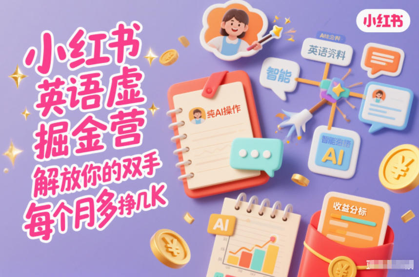 小红书英语虚拟资料掘金营,纯AI操作,解放你的双手,每个月多挣几K-网创风向标