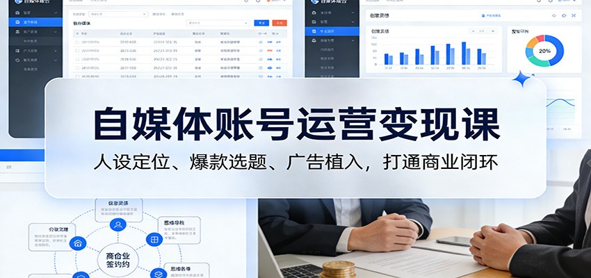 自媒体账号运营变现课:人设定位、爆款选题、广告植入,打通商业闭环-网创风向标