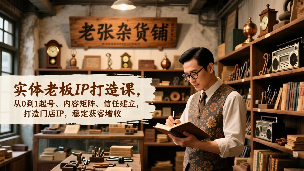 实体老板IP打造课,从0到1起号、内容矩阵、信任建立,打造门店IP,稳定获客增收-网创风向标