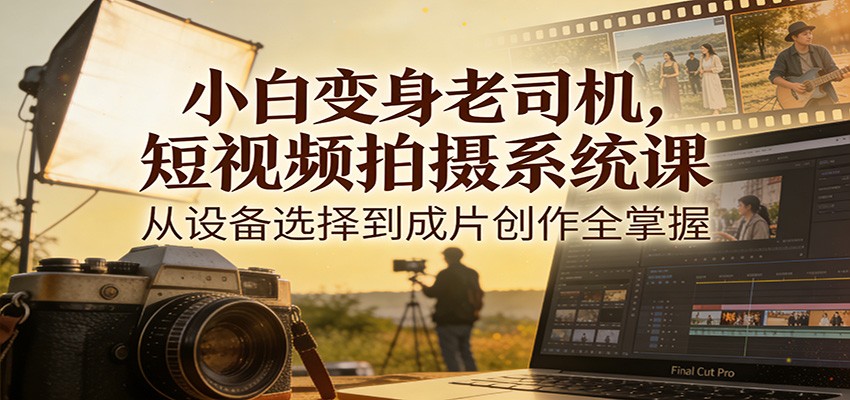 小白变身老司机，短视频拍摄系统课，从设备选择到成片创作全掌握-网创风向标