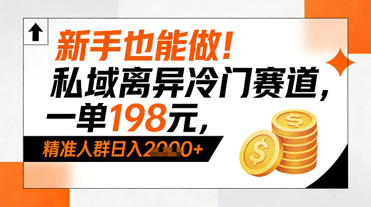 新手也能做!私域离异冷门赛道,一单198,精准人群日入1k+-网创风向标