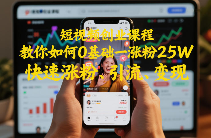 短视频创业课程，教你如何0基础一天涨粉25W，快速涨粉、引流、变现-网创风向标